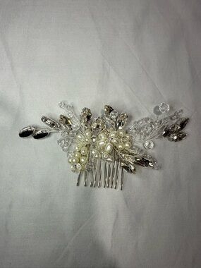 Bridal Pearl & Crystal Hair Comb - Silver